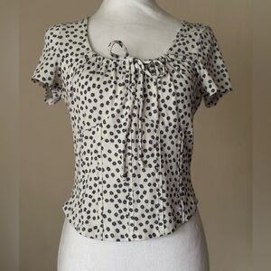 Just Polly  Cream and Black Floral Blouse